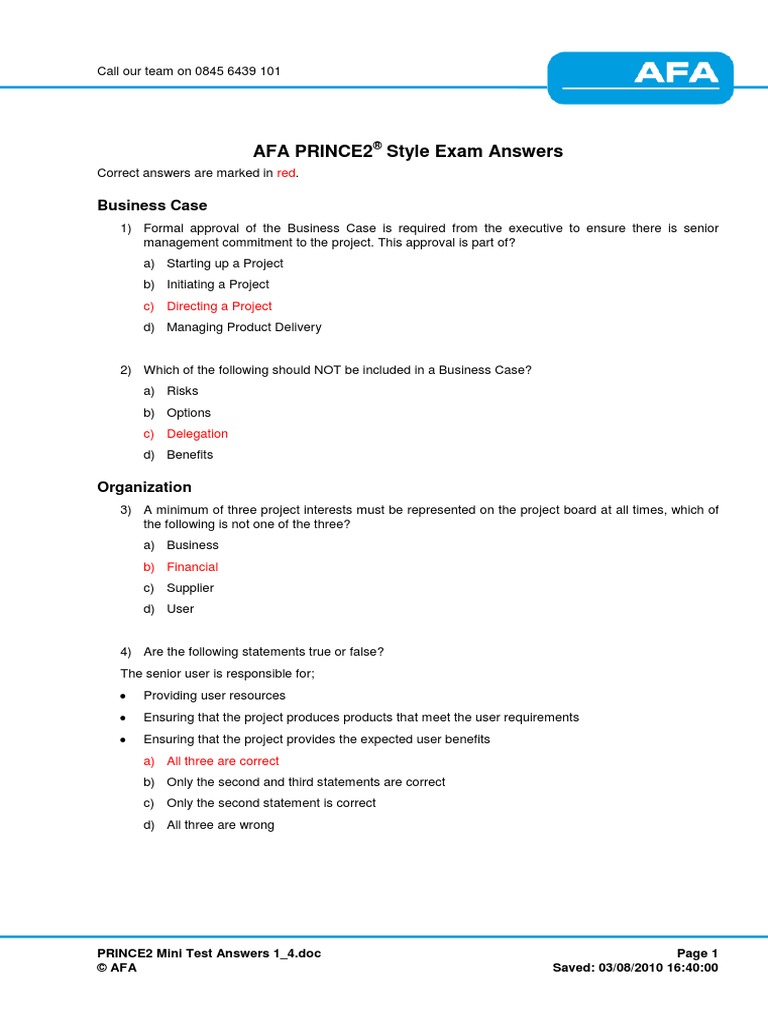 Prince2 Answers PDF | PDF | Leadership | Accountability
