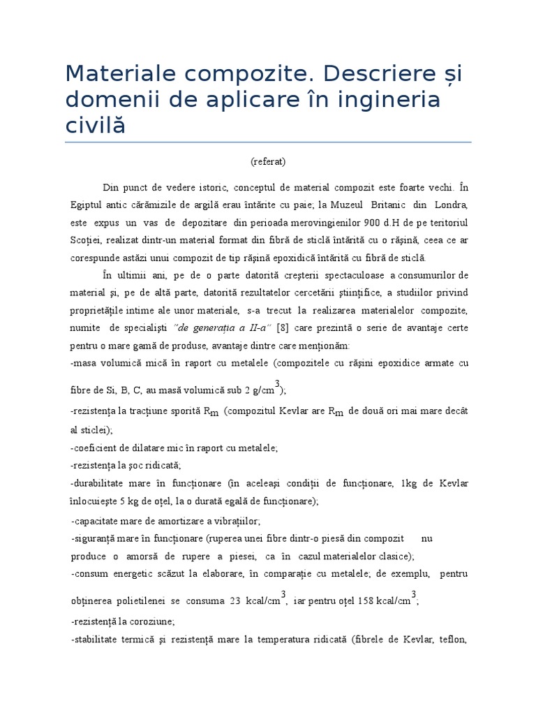 Materiale Compozite - Referat 1 | PDF