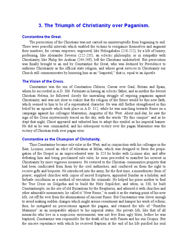 The Triumph of Christianity Over Paganism PDF Constantine The Great