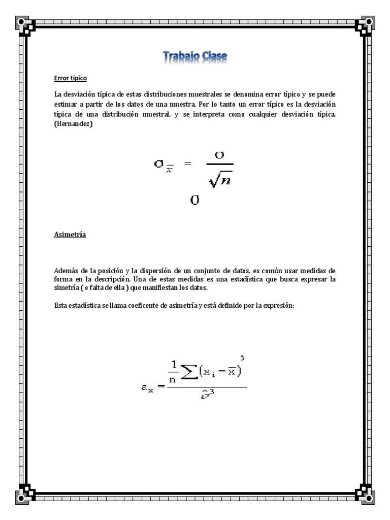 Error Típico en Estadística: Definición y Fórmulas | PDF | Oblicuidad ...