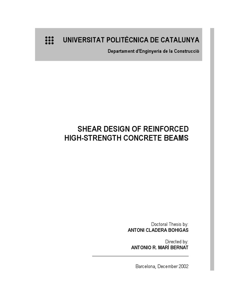 Shear Design of High-Strength Concrete Beams | PDF | Fracture | Concrete
