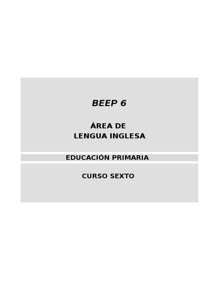 Propuesta Curricular Beep 6 Primaria | PDF | Aprendizaje | Lectura ...