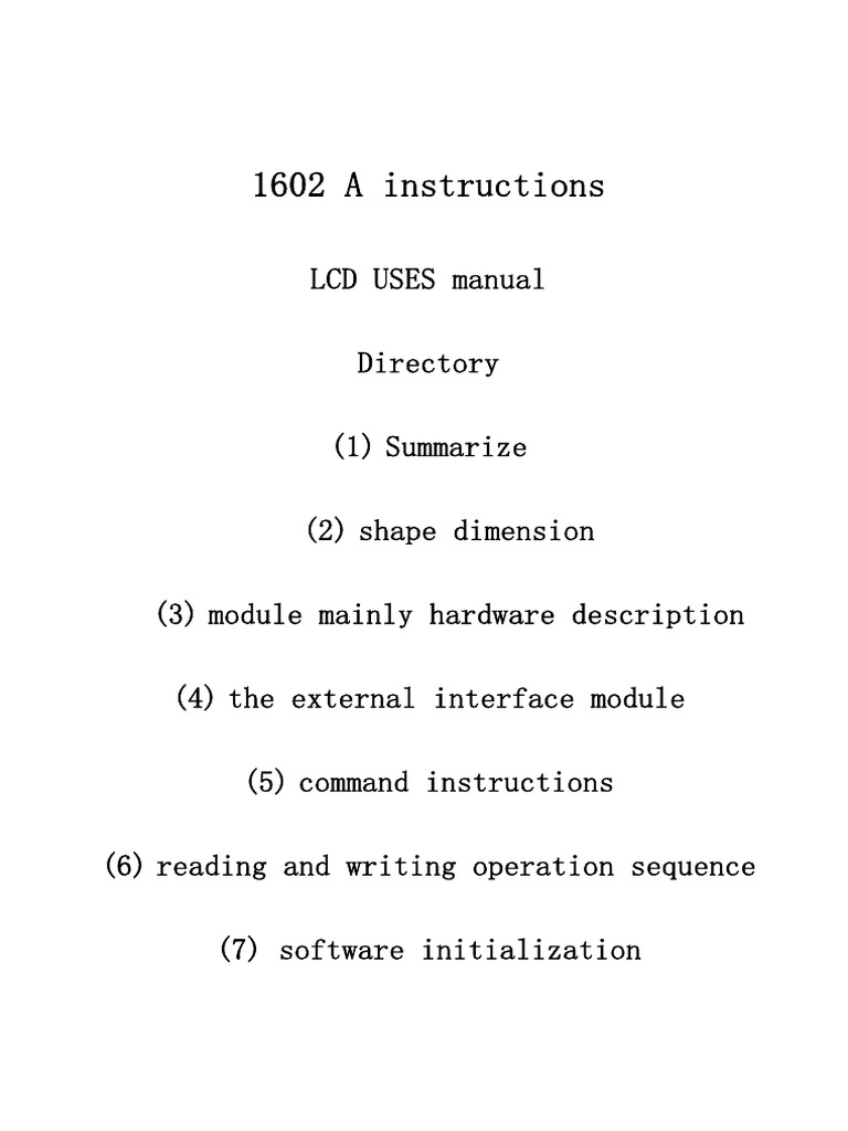 1602A LCD Module Datasheet Guide | PDF