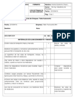 Check List en Un Taller Trabajo de Ergonomia