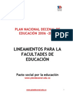 Lineamientos para La Facultades de Educación