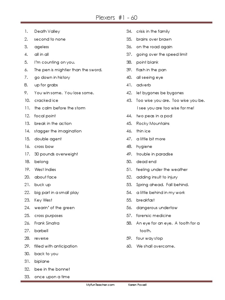 Word Plexer Puzzles and Answers | PDF | Cooking, Food & Wine