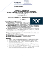 Tematica Si Bibliografia Ex Licenta Iulie 2013 St Economice