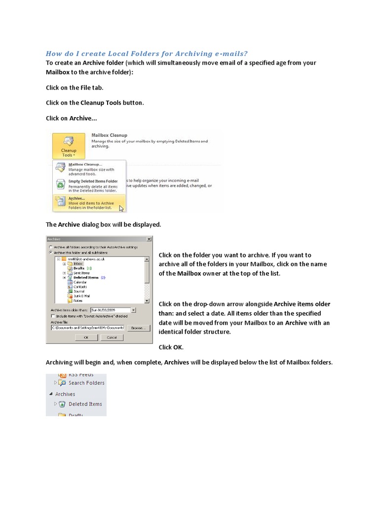 How Do I Create Local Folders For Archiving E-Mails?: Mailbox To The ...