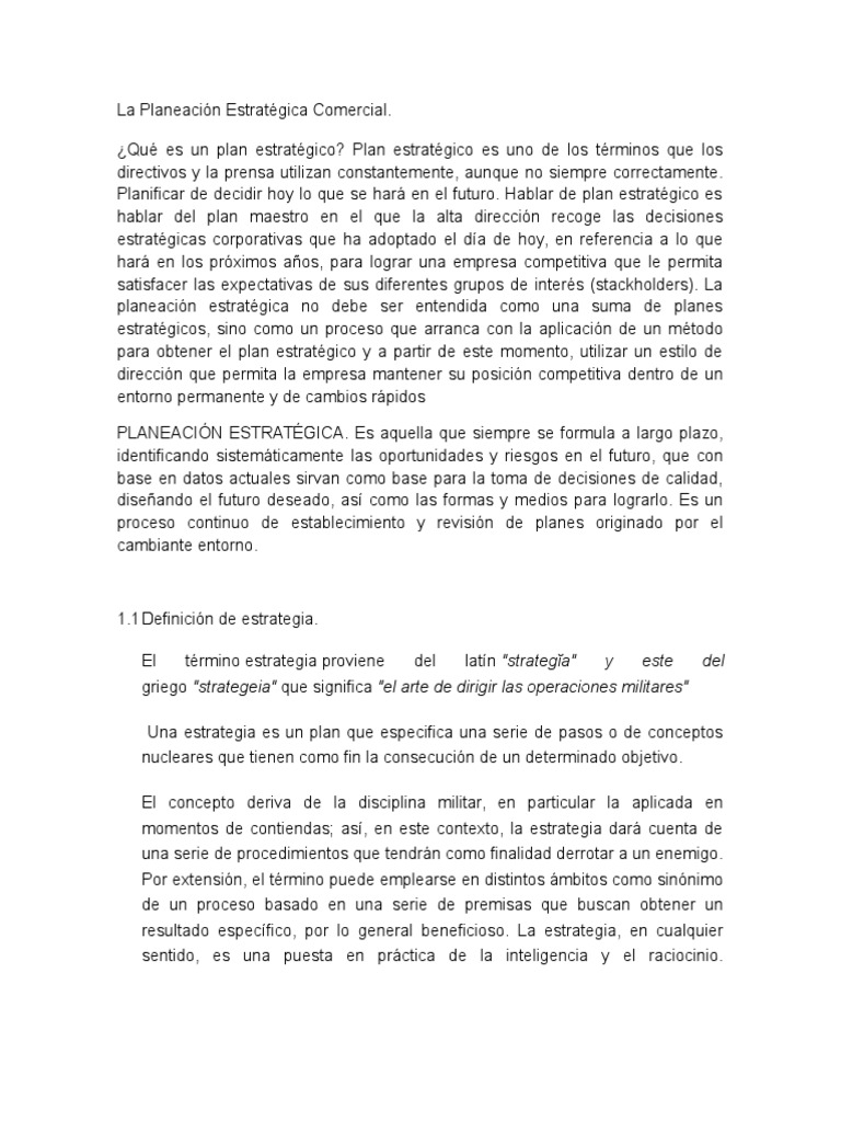 Planeación Estratégica Comercial Efectiva | PDF | Planificación | Marketing