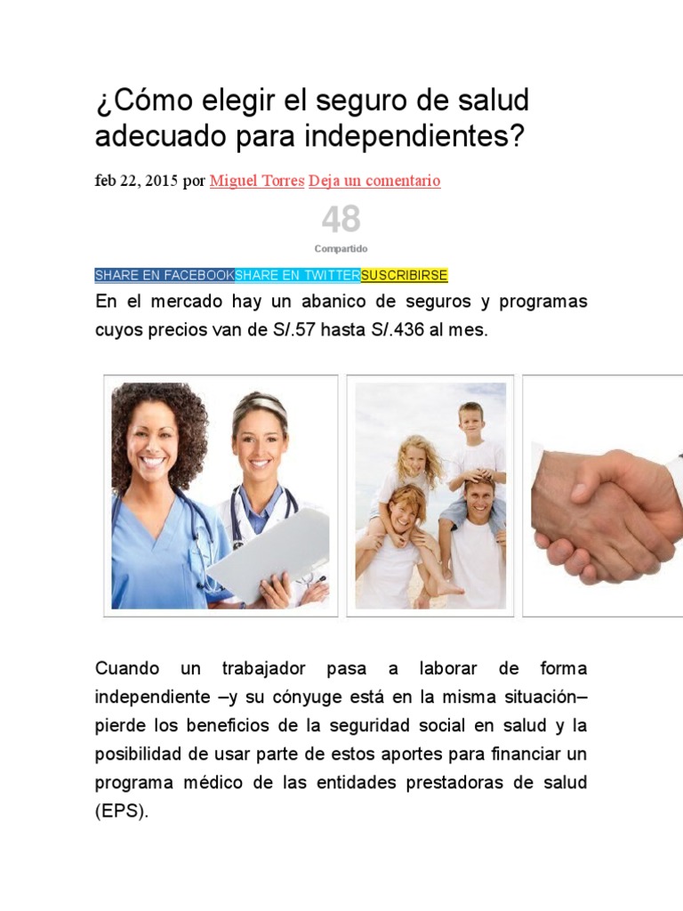 Cómo Elegir El Seguro de Salud Adecuado para Independientes | PDF ...