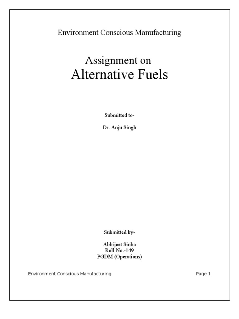 Alternative Fuels Assignment On PDF Biodiesel Fuels
