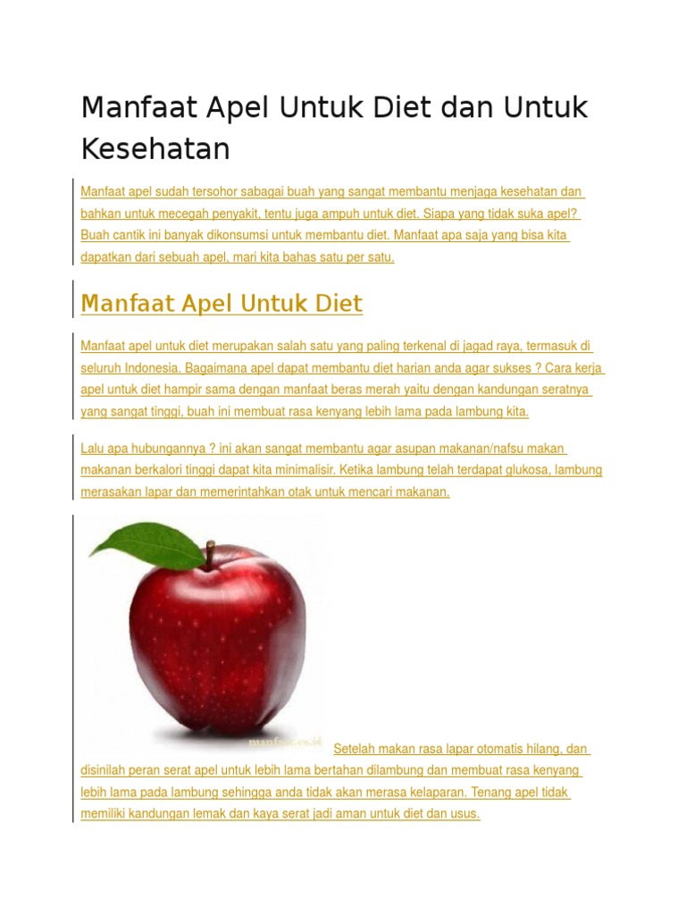 Manfaat Apel Untuk Diet Dan Untuk Kesehatan