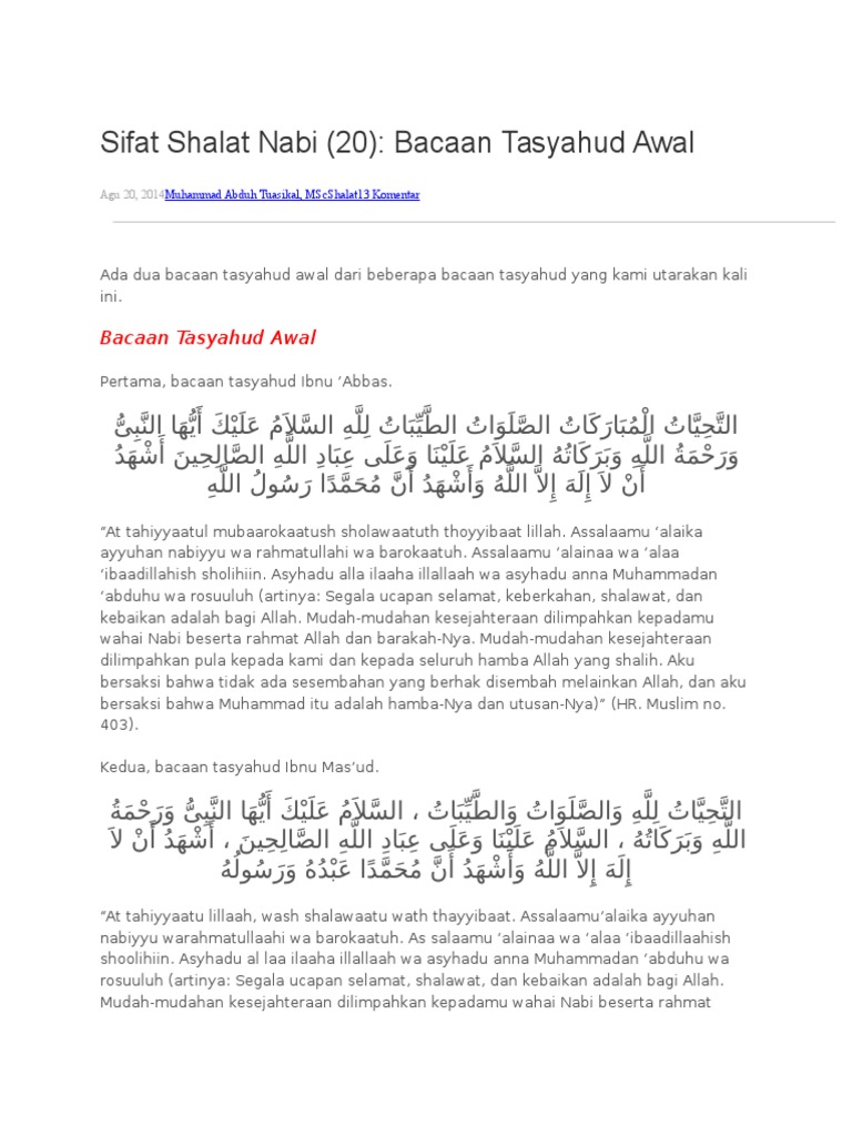 Bacaan Tasyahud Awal Dan Akhir Pdf