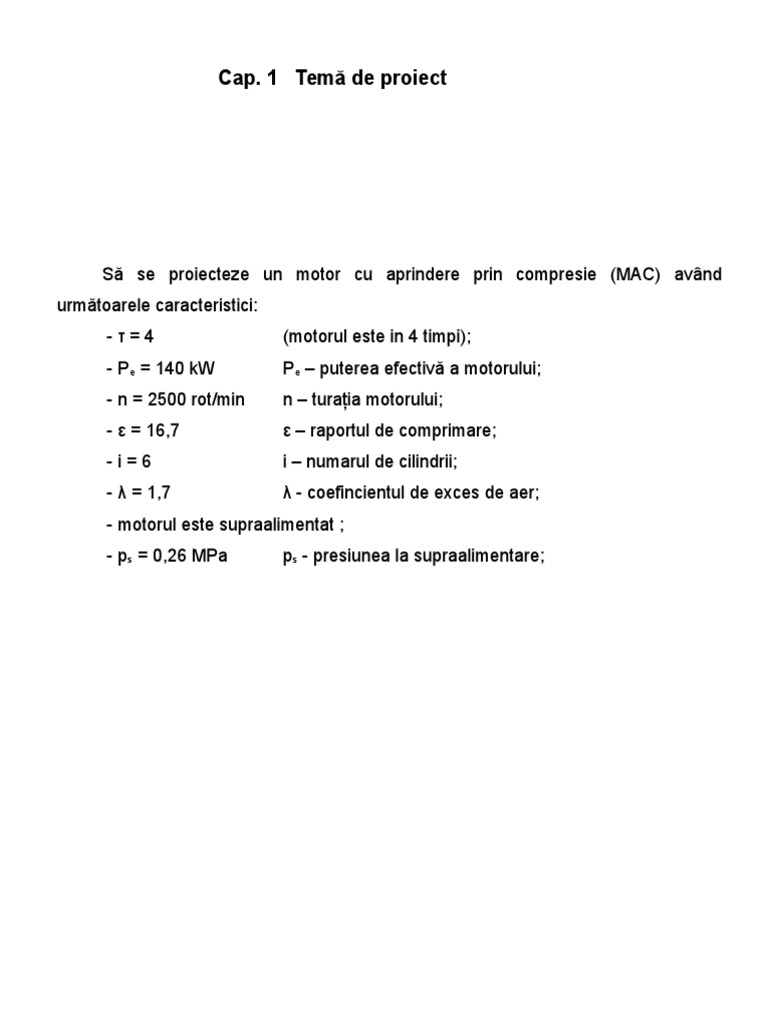 Proiect Motoare Cu Ardere Interna | PDF