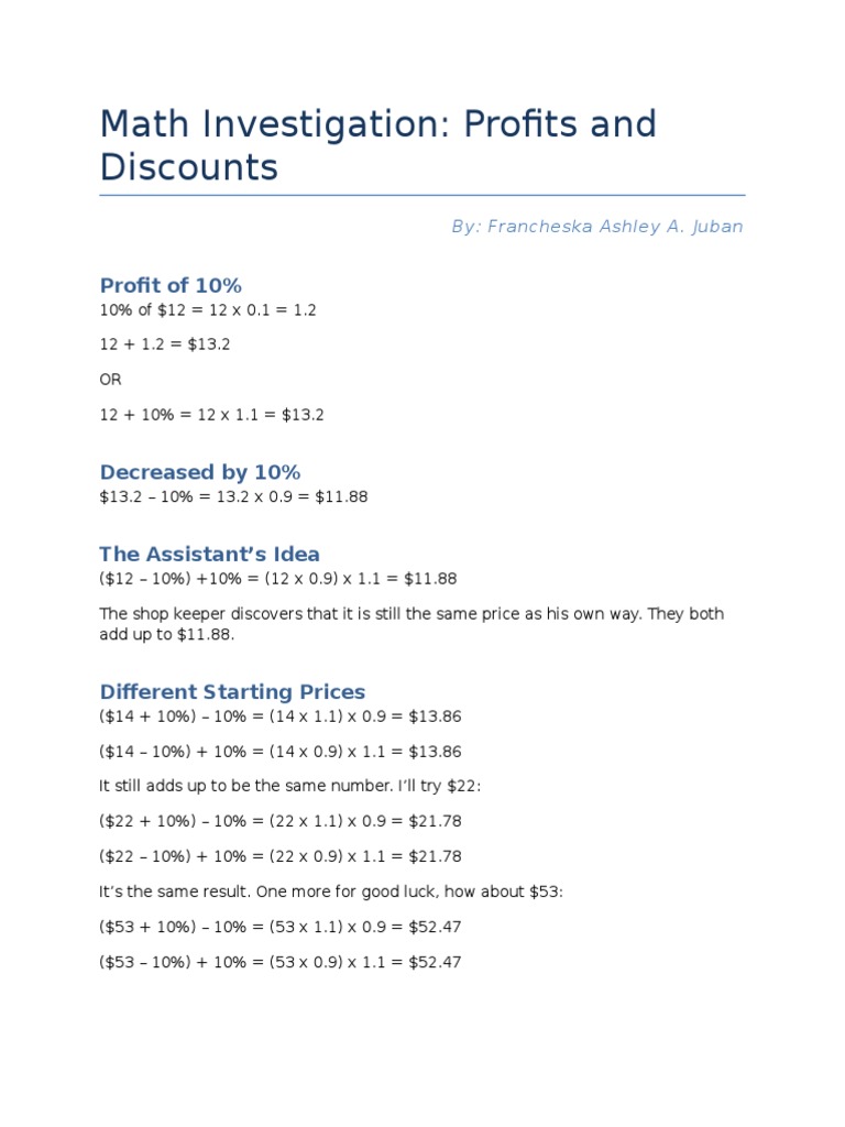 Understanding Profits and Discounts | PDF