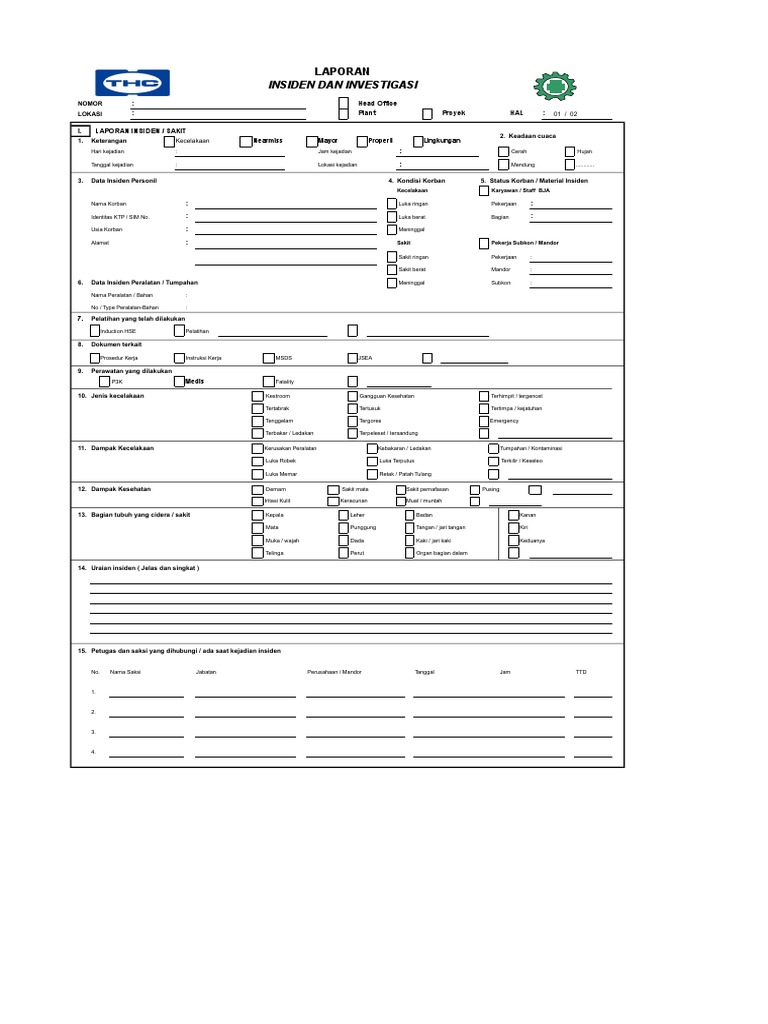 Form Laporan Insiden Investigasi