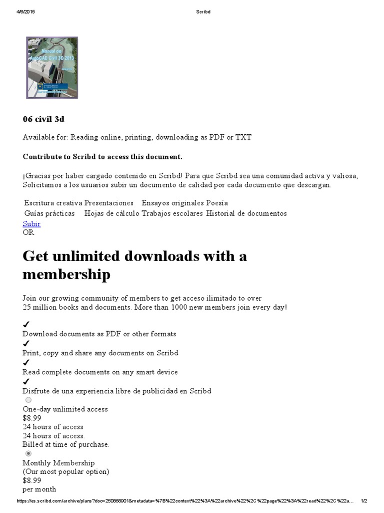 Scribd Membership Plans Overview | PDF