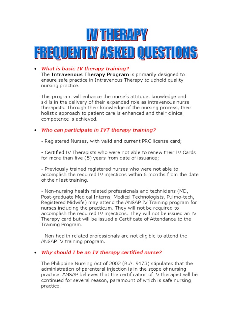 What Is Basic IV Therapy Training? The | PDF | Intravenous Therapy ...