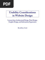 Download Usability Considerations in Website Design Lessons from Architectural Design Print Design Graphic Design and Information Ergonomics by Jeffrey Gold  by Jeffrey Gold SN26764378 doc pdf