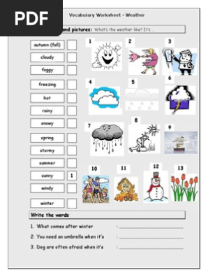 4000 Vocabulary Matching Worksheet Weather