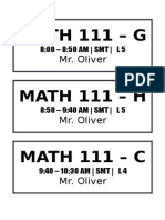 MATH 111 - G: Mr. Oliver