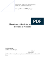 Abordarea Calitativă a Predării, Învăţării Şi Evaluării