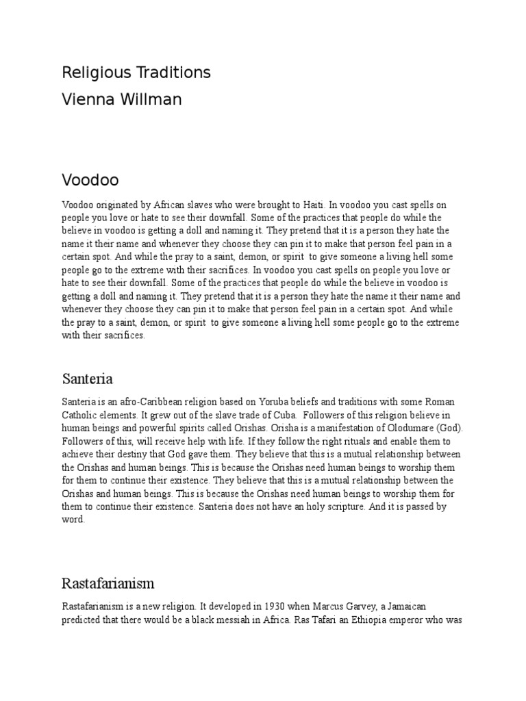 Overview of Voodoo, Santeria, Rastafarianism | PDF | Haitian Vodou ...