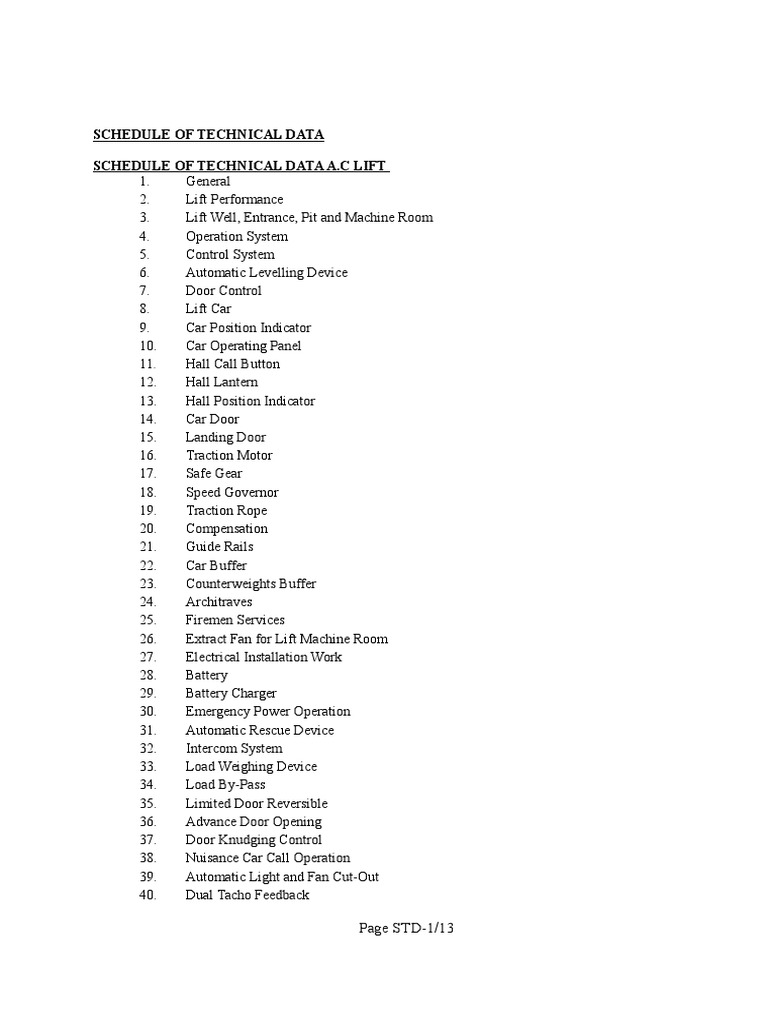 schedule-of-technical-data-pdf-elevator-electricity