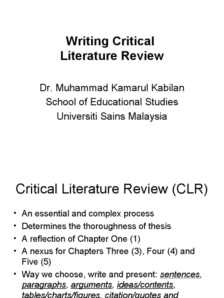 Writing Critical Literature Review | PDF