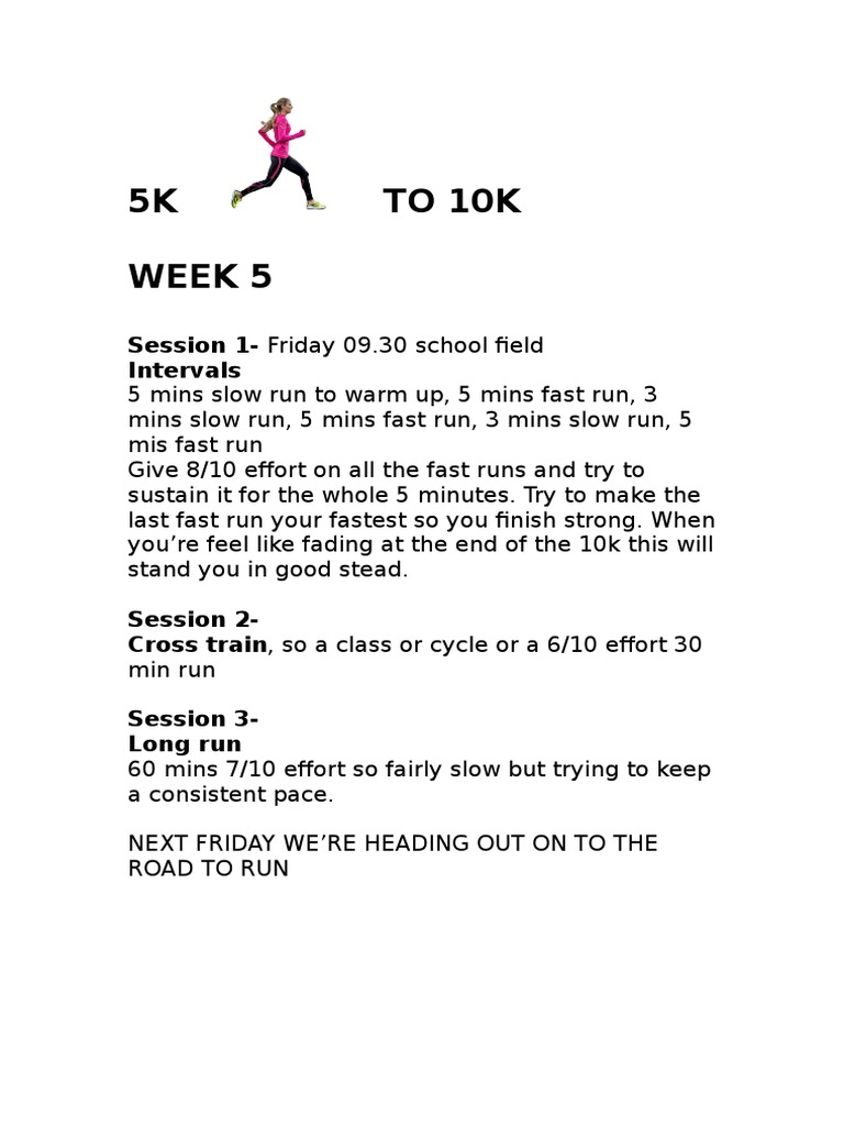 5K to 10K Training Plan - Week 5 | PDF