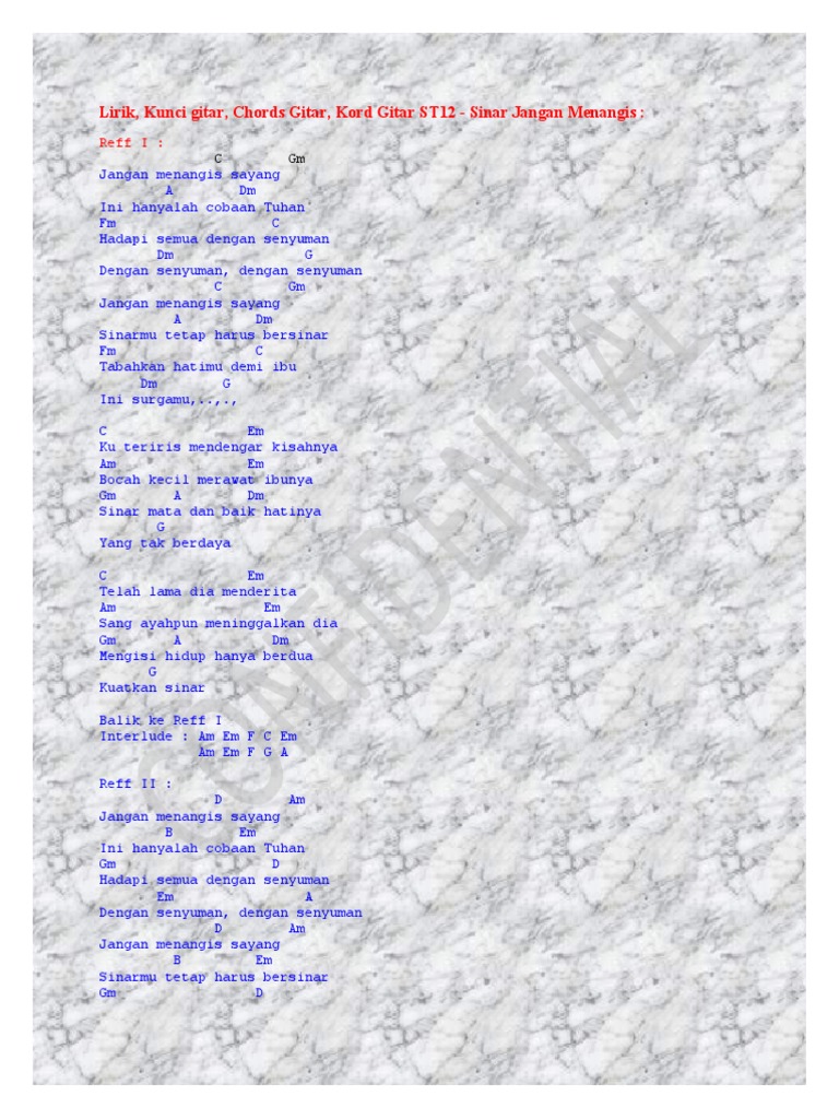 Lirik Kunci Gitar Chords Gitar Kord Gitar Pdf