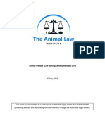 The Animal Law Institute Submission To The Animal Welfare (Live Baiting) Amendment Bill 2015