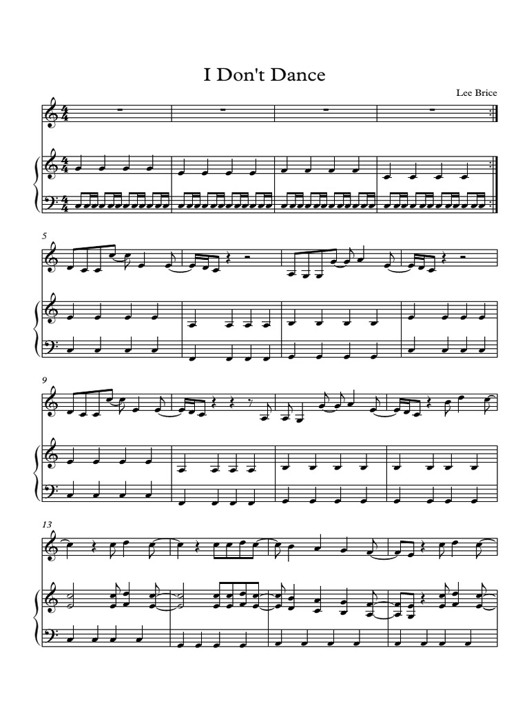 I Don T Dance - Lee Brice Piano Voice Easy | PDF