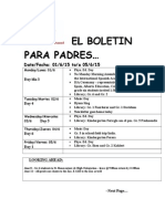 El Boletin para Padres : Date/Fecha: 01/6/15 To/a 05/6/15