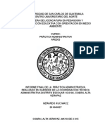 Indice Del Informe Final de Practica Administrativa