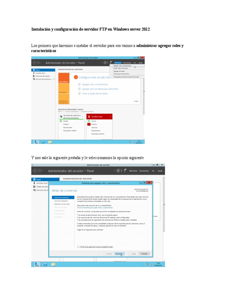 Configuración de FTP en Windows Server 2012 | PDF