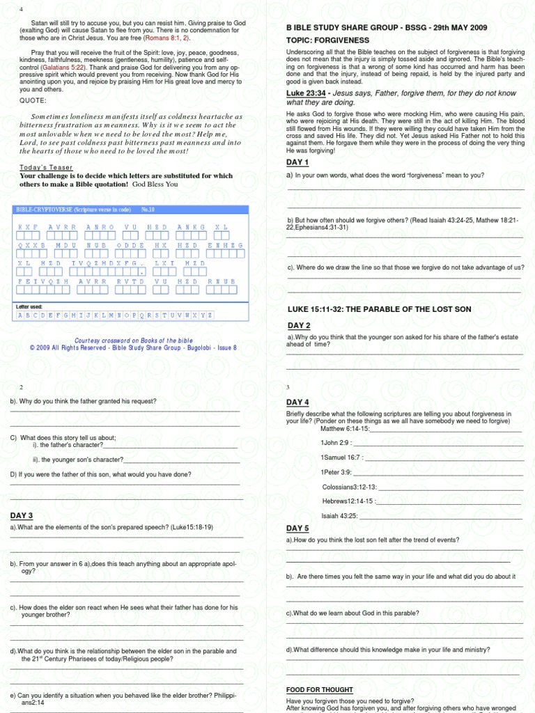 Issue 8 - Forgiveness (Bible Study Share Group (BSSG) - Bugolobi) | PDF ...