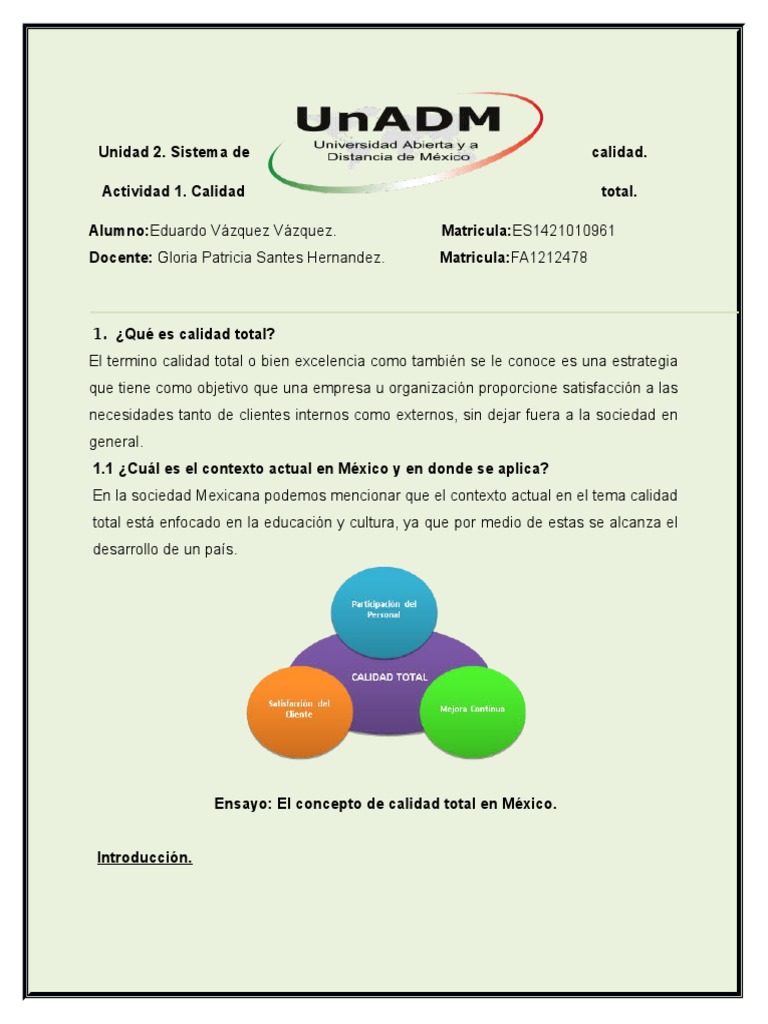 Lsca U2 A1 Edvv | PDF | Calidad (comercial) | Logística