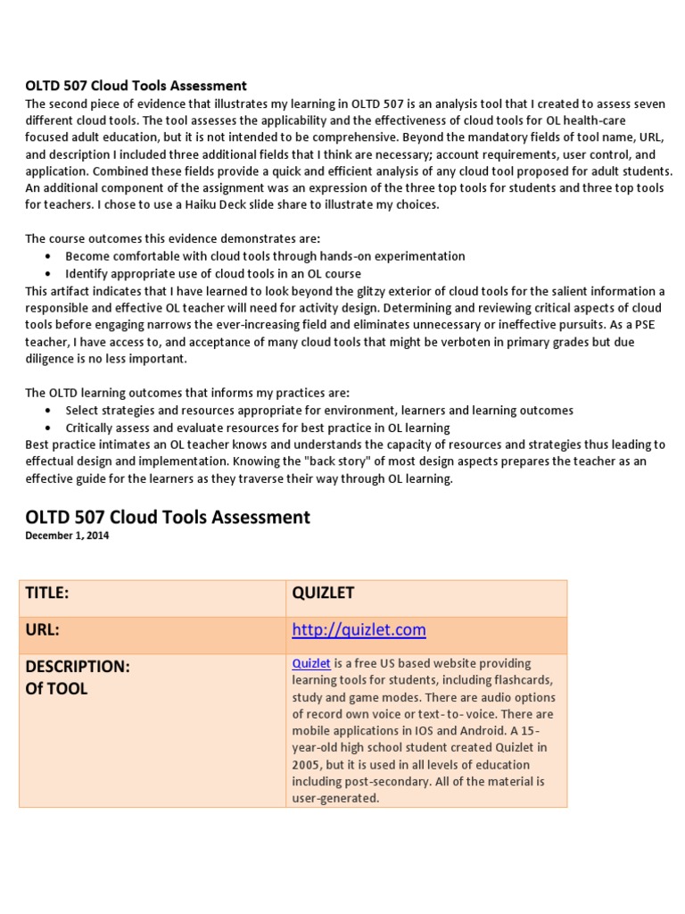 Cloud Tools Assessment for OL Education | PDF | Internet Privacy ...