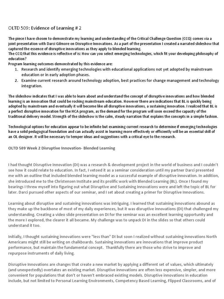 Disruptive Innovations in Blended Learning | PDF | Disruptive ...
