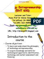 L1 - ENT600 Introduction To The Course