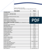 Price List and Charges