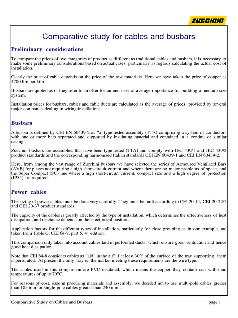Busbar Vs Cable PDF Cable Transformer