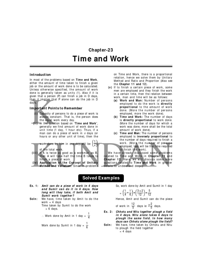 Time and Work Problem Solutions | PDF | Algebra | Mathematical Objects
