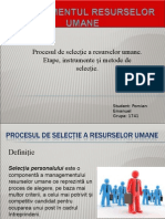 MRU-Procesul de Selectie