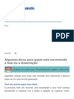 Algumas Dicas para Quem Está Escrevendo A Tese Ou A Dissertação