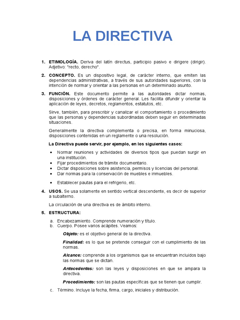 Definición y Estructura de Directivas | PDF | Pagos | Ley común