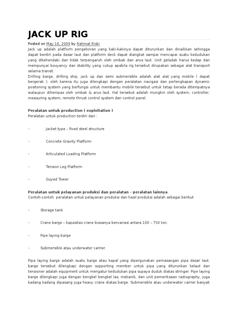 Macam Macam Rig | PDF | Teknologi & Rekayasa | Sejarah
