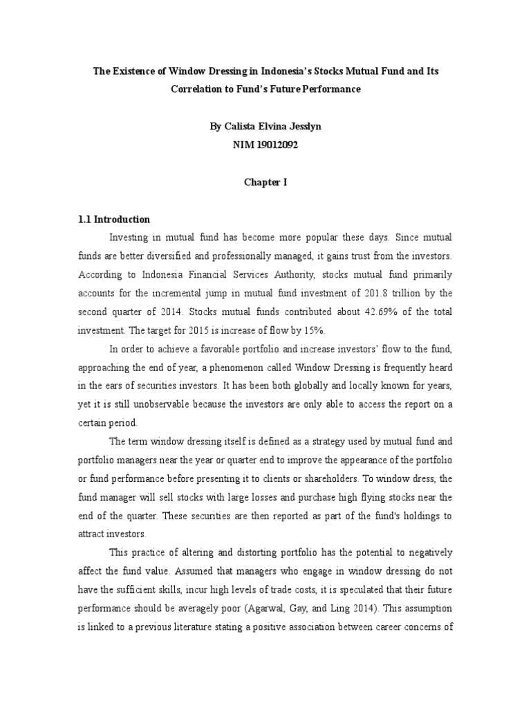 Window Dressing in Mutual Funds (Indonesia) Introduction PDF