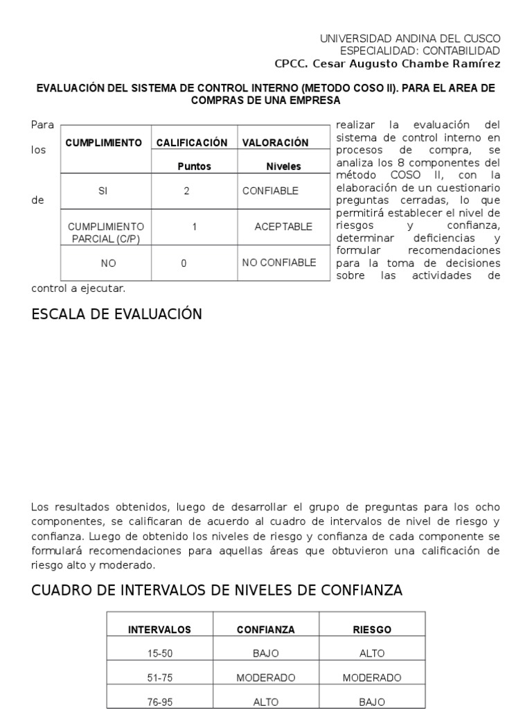 Evaluación de Control Interno en Compras | PDF | Calidad (comercial ...